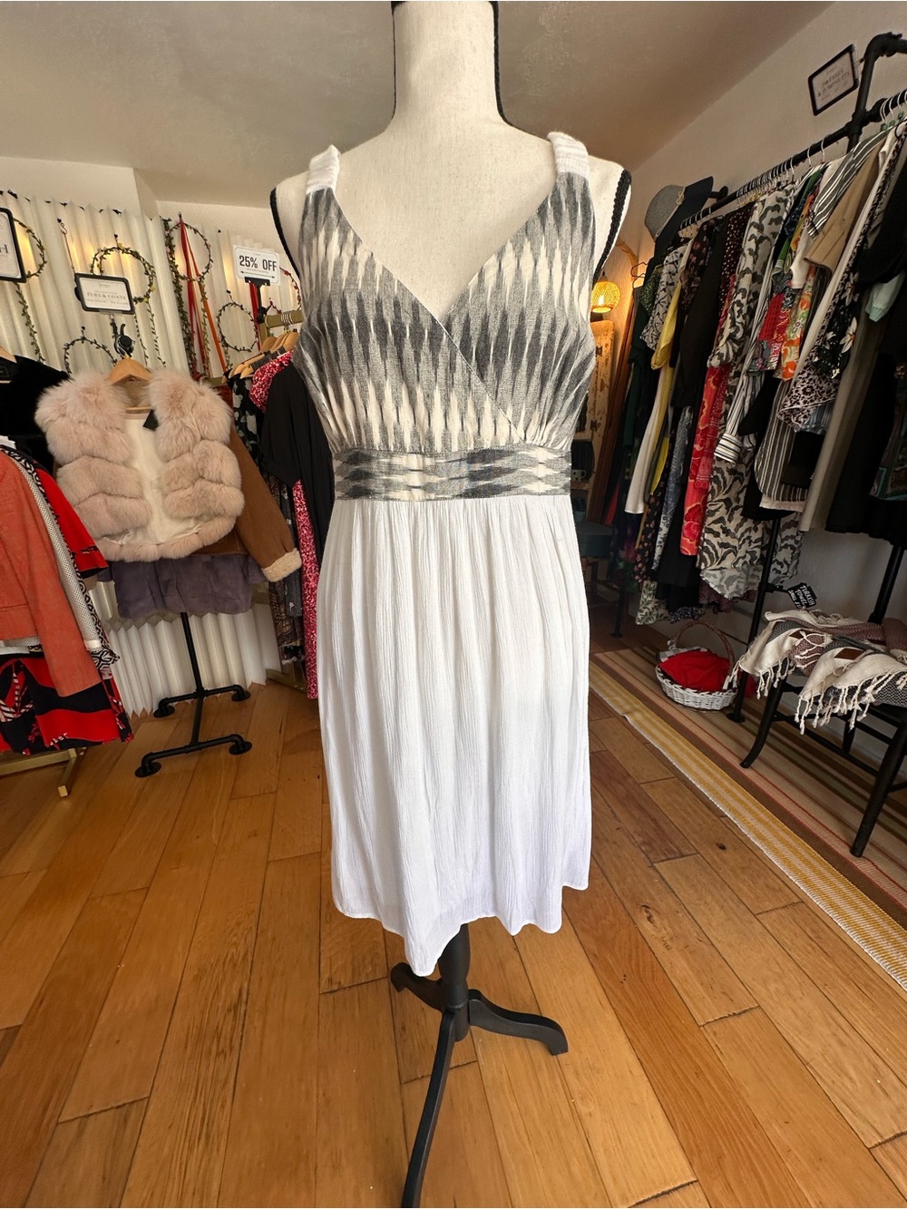 Ikat Bodice Contrast Maxi Dress